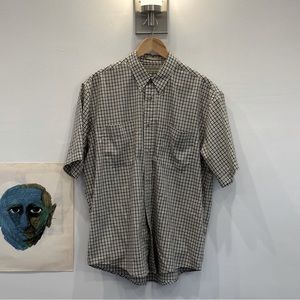 xl short sleeve button up - beige / blue